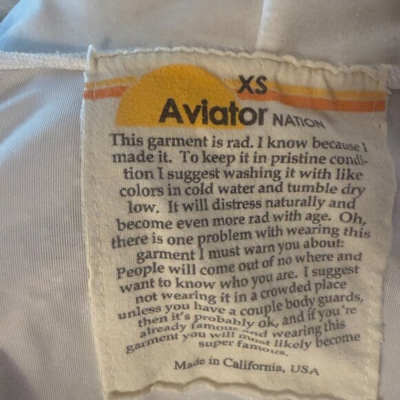 Aviator Nation White Velour Hoodie Rainbow Sleeves XS - Picture 5 of 5